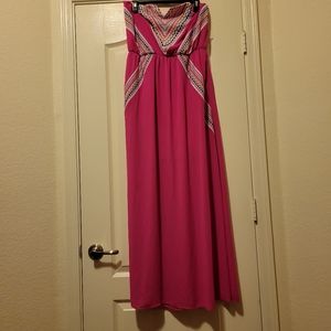 Strapless pink dress